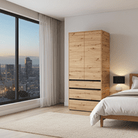 Corbett Artisan Oak Effect 2 Door 3 Drawer 93cm Wardrobe - 11014686 RZ
