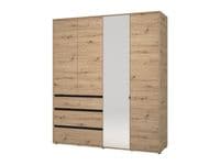Corbett Artisan Oak Effect 4 Door 3 Drawer Mirrored Wardrobe 183cm - 11014097 RZ