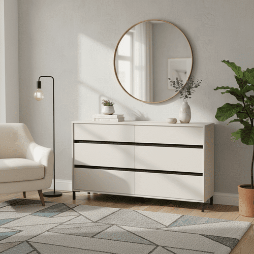 Corbett Cashmere 6 Drawer Wide 157cm Chest of Drawers - 11014145 RZ