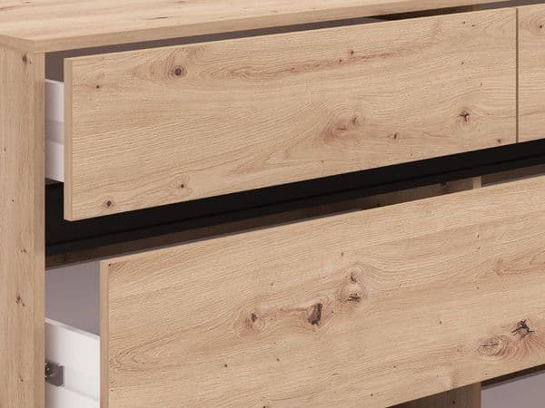 Corbett Industrial Oak Effect 6 Drawer Wide 157cm Chest of Drawers - 11014257 RZ