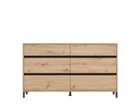 Corbett Industrial Oak Effect 6 Drawer Wide 157cm Chest of Drawers - 11014257 RZ