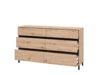 Corbett Industrial Oak Effect 6 Drawer Wide 157cm Chest of Drawers - 11014257 RZ