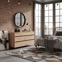 Corbett Industrial Oak Effect 6 Drawer Wide 157cm Chest of Drawers - 11014257 RZ