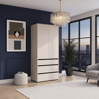 Corbett Matte Cashmere 2 Door 3 Drawer 93cm Wardrobe - 11014685 RZ