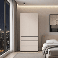 Corbett Matte Cashmere 2 Door 3 Drawer 93cm Wardrobe - 11014685 RZ