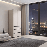 Corbett Matte Cashmere 2 Door 3 Drawer 93cm Wardrobe - 11014685 RZ