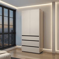 Corbett Matte Cashmere 2 Door 3 Drawer 93cm Wardrobe - 11014685 RZ