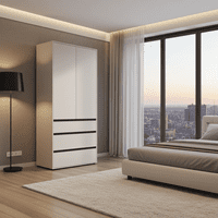 Corbett Matte Cashmere 2 Door 3 Drawer 93cm Wardrobe - 11014685 RZ