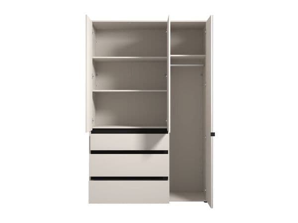 Corbett Matte Cashmere 3 Door 3 Drawer Mirrored Wardrobe - 11014290 RZ