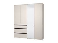 Corbett Matte Cashmere 4 Door 3 Drawer Mirrored Wardrobe 183c.m- 11014287 RZ