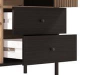 Correze Slatted Artisan Oak Effect And Black Low Showcase Display Cabinet 11013545 RZ