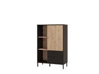 Correze Slatted Artisan Oak Effect And Black Low Showcase Display Cabinet 11013545 RZ