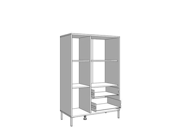 Correze Slatted Artisan Oak Effect And Black Low Showcase Display Cabinet 11013545 RZ
