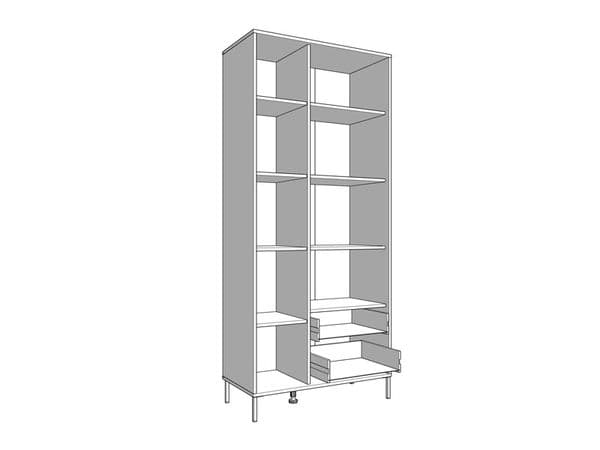 Correze Slatted Artisan Oak Effect And Black Tall 2 Door Display Unit Cabinet - 11013529 RZ
