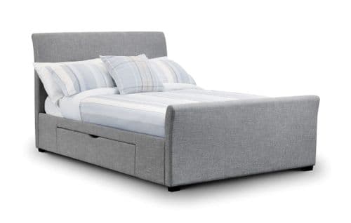 Coruña Light Grey Fabric Double Bed with 2 Drawers JB135