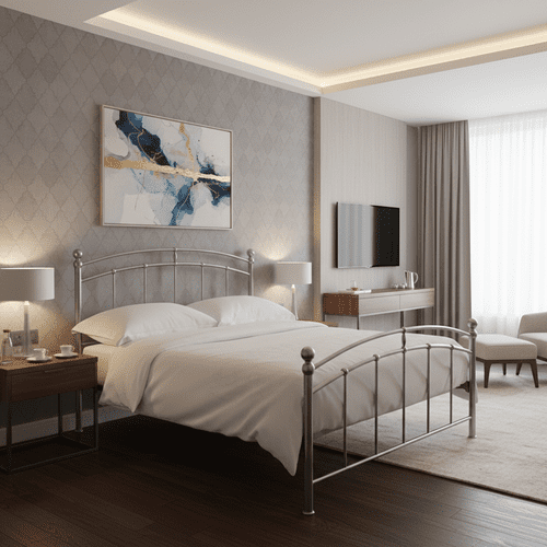 Dénia Bright Aluminium Finish King Size Bed JB147