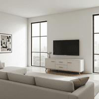 Darwen Cashmere And Oak Effect 2 Door 154cm TV Cabinet Unit - 11014453 RZ
