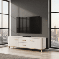 Darwen Cashmere And Oak Effect 2 Door 154cm TV Cabinet Unit - 11014453 RZ