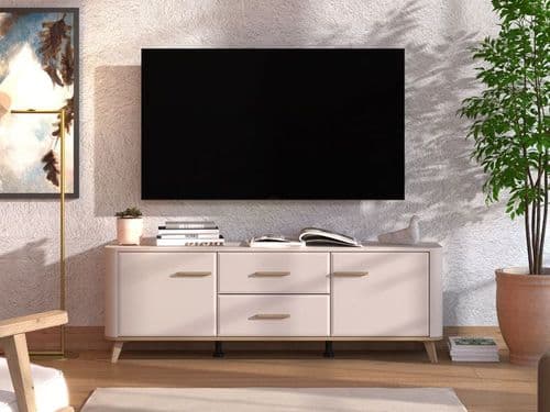 Darwen Cashmere And Oak Effect 2 Door 154cm TV Cabinet Unit - 11014453 RZ