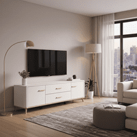 Darwen Cashmere And Oak Effect Large Wide 180cm TV Cabinet Unit - 11014490 RZ