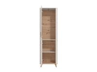 Darwen Cashmere And Oak Effect Tall Slim 2 Door Showcase Display Cabinet Unit - 11014451 RZ