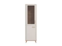 Darwen Cashmere And Oak Effect Tall Slim 2 Door Showcase Display Cabinet Unit - 11014451 RZ