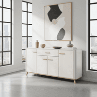 Darwen Cashmere And Oak Effect Wide 180cm 4 Door Sideboard Storage Unit - 11014491 RZ