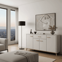 Darwen Cashmere And Oak Effect Wide 180cm 4 Door Sideboard Storage Unit - 11014491 RZ