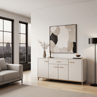 Darwen Cashmere And Oak Effect Wide 180cm 4 Door Sideboard Storage Unit - 11014491 RZ