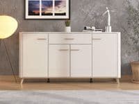 Darwen Cashmere And Oak Effect Wide 180cm 4 Door Sideboard Storage Unit - 11014491 RZ