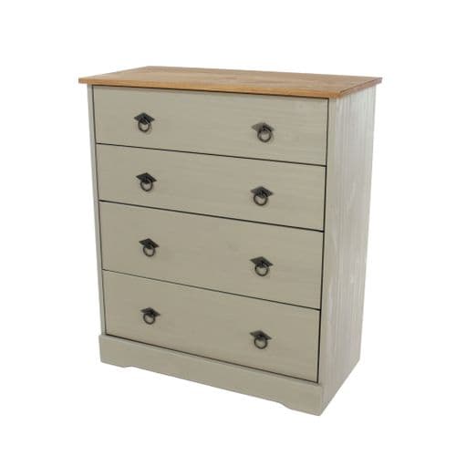 Denver Grey Waxed 4 Drawer Chest GCCR514