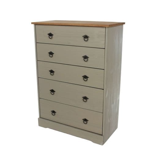 Denver Grey Waxed 5 Drawer Chest GCCR515
