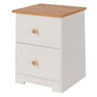 Denver Soft Cream & Oak 2 Drawer Petite Bedside Cabinet CL509