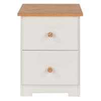 Denver Soft Cream & Oak 2 Drawer Petite Bedside Cabinet CL509