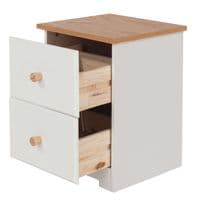 Denver Soft Cream & Oak 2 Drawer Petite Bedside Cabinet CL509