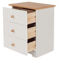 Denver Soft Cream & Oak 3 Drawer Bedside Cabinet CL510