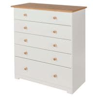 Denver Soft Cream & Oak 5 Drawer Chest CL515