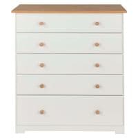 Denver Soft Cream & Oak 5 Drawer Chest CL515