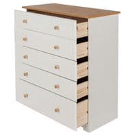 Denver Soft Cream & Oak 5 Drawer Chest CL515