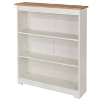 Denver Soft Cream & Oak Low Wide Bookcase CL918