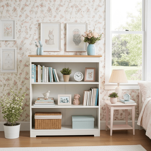 Denver Soft Cream & Oak Low Wide Bookcase CL918