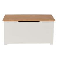 Denver Soft Cream & Oak Ottoman Storage Box CL540