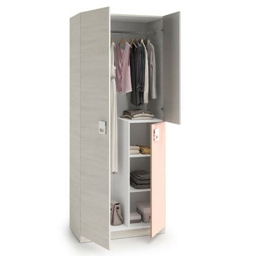 Diaby 90cm White & Pink / Grey 3 Door Wardrobe - 0M7448Y - S/O