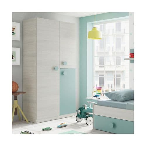 Diaby White & Aqua Green 3 Door Wardrobe - 0J7446Y - S/O