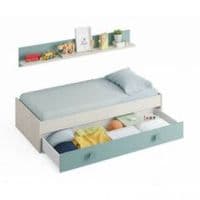 Diaby White & Aqua Green Single Bed with 1 Drawer and Shelf - 0J7447Y - S/O