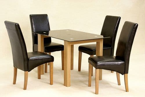 Diana Small Black Glass Dining Set With 4 Chairs H294-18