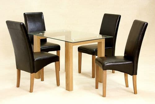 Diana Small Glass Dining Set With 4 Chairs HL288-18