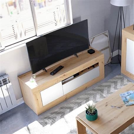 Diego Nordic Oak And White 2 Door TV Unit Cabinet 016627W S/O