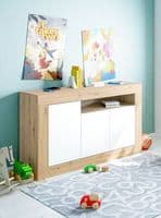 Diego Nordic Oak And White 3 Door Sideboard 016628W S/O