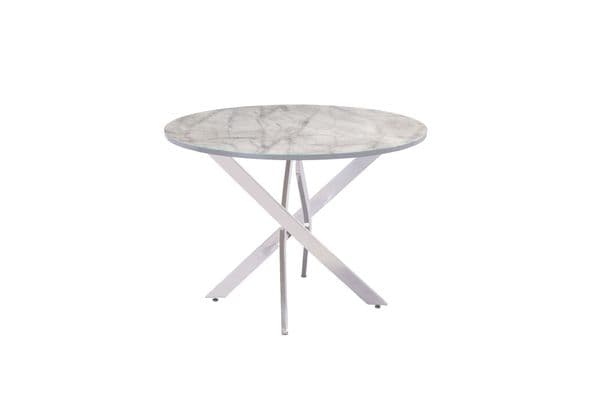 Dinero Grey Marble 107cm Wide Round Dining Table - Online Outlet